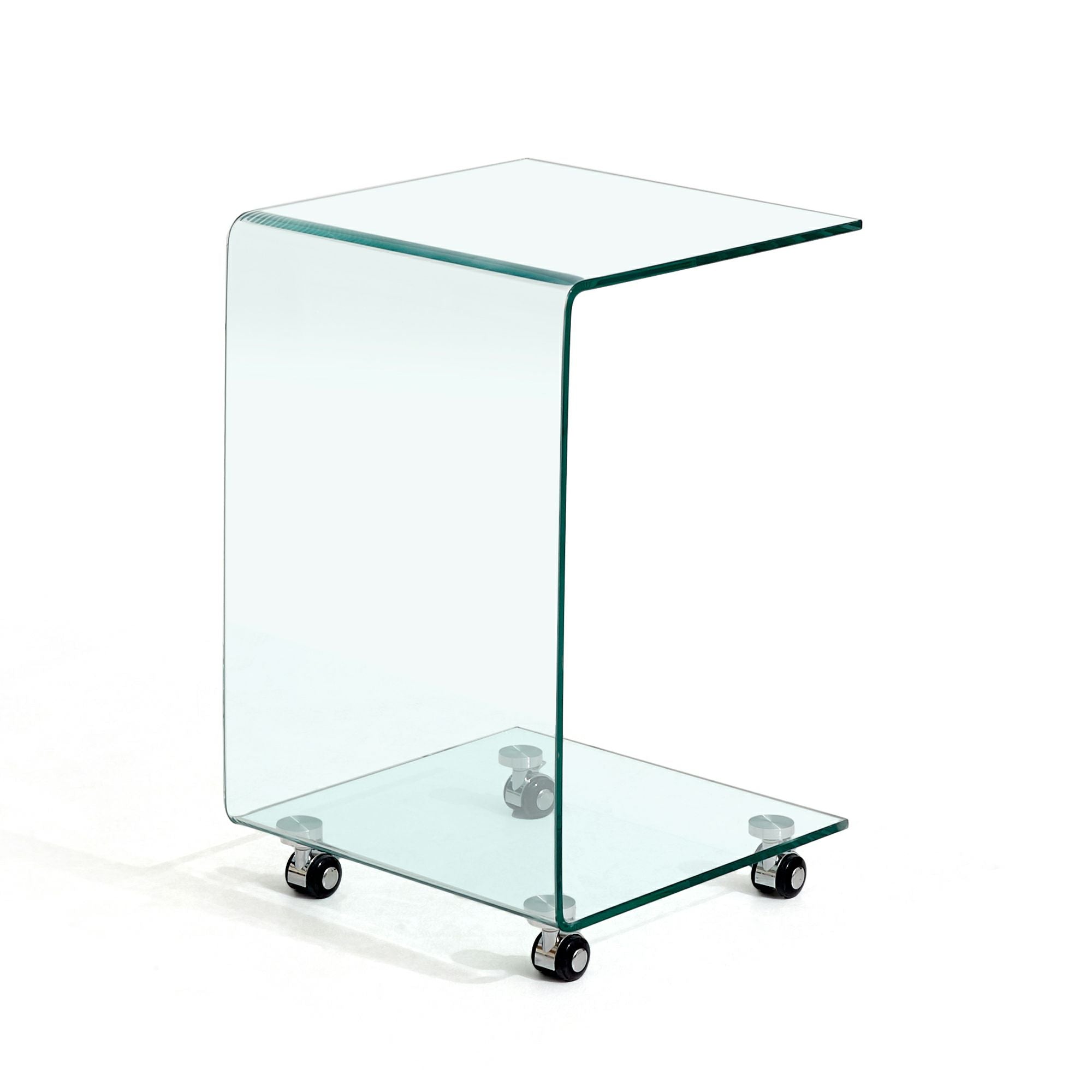 24" Clear Glass Square End Table With Shelf-1