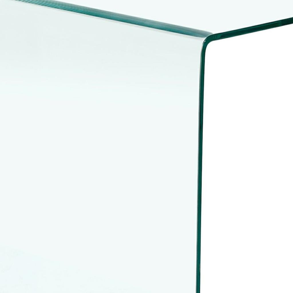 24" Clear Glass Square End Table With Shelf-2