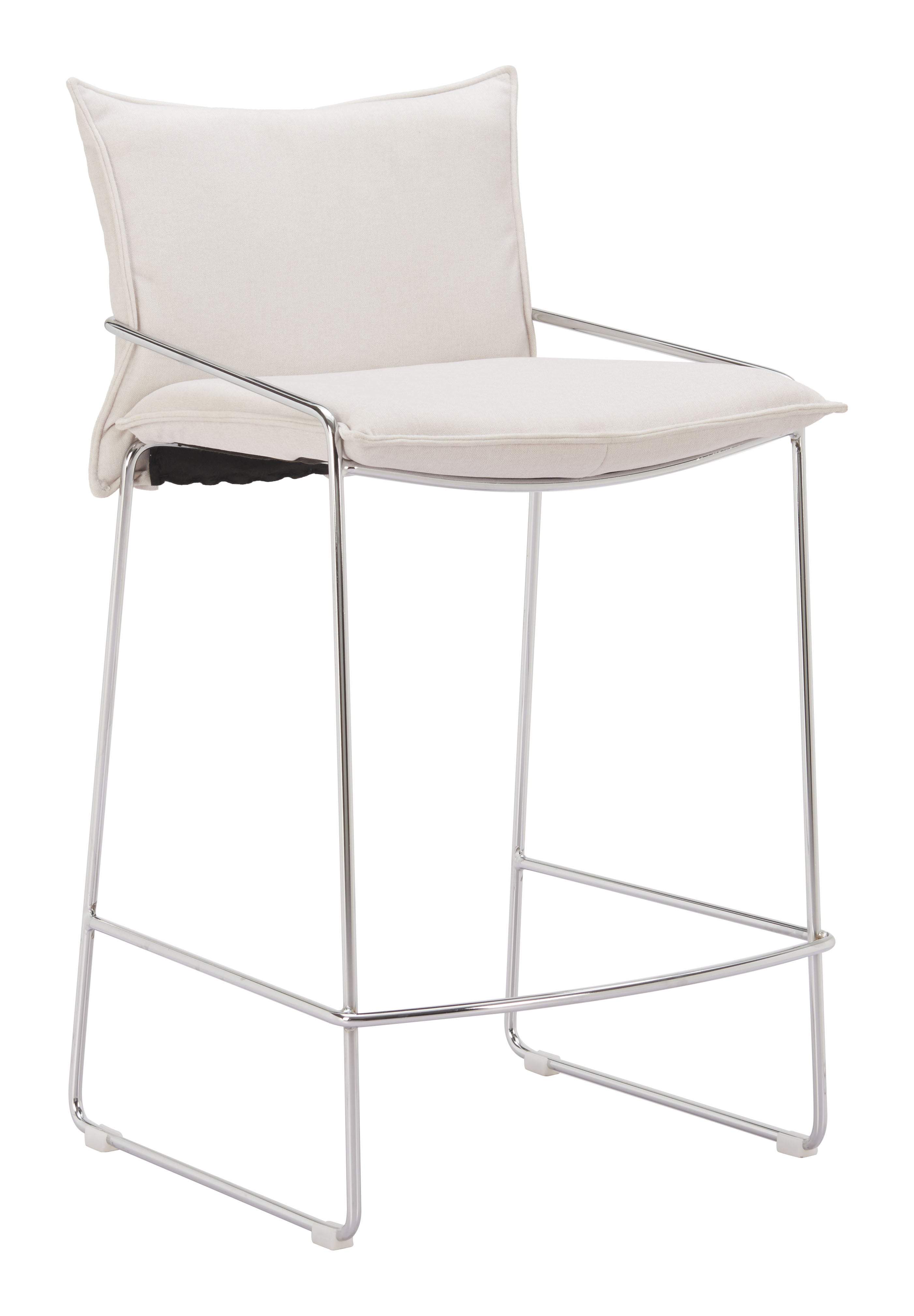 White Wood and Fabric Bar Chair-0