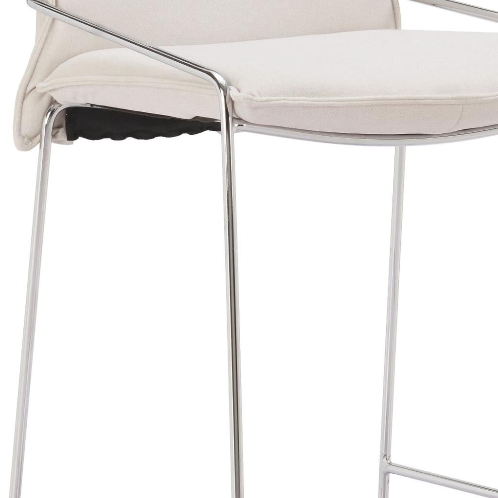 White Wood and Fabric Bar Chair-3