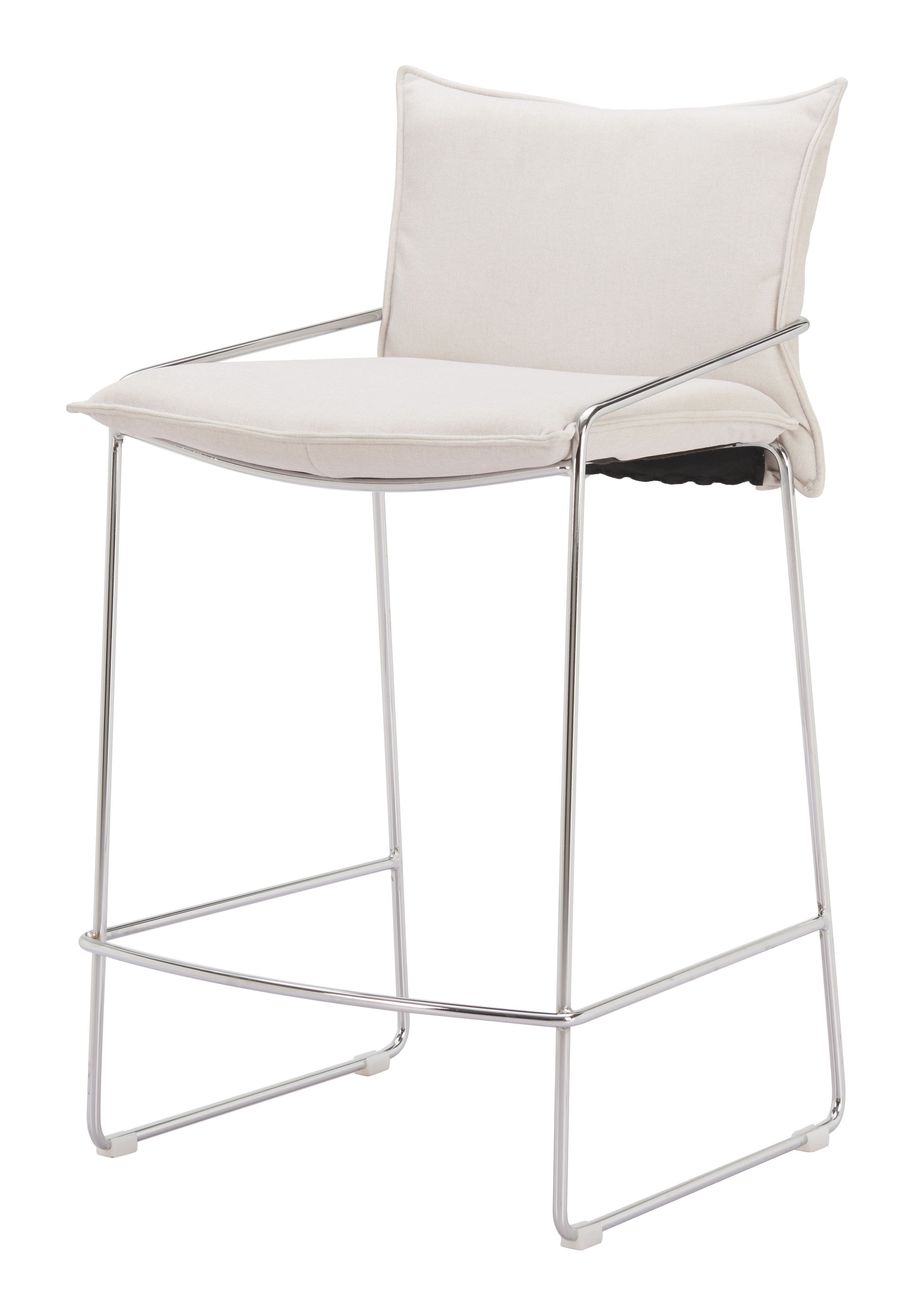 White Wood and Fabric Bar Chair-2