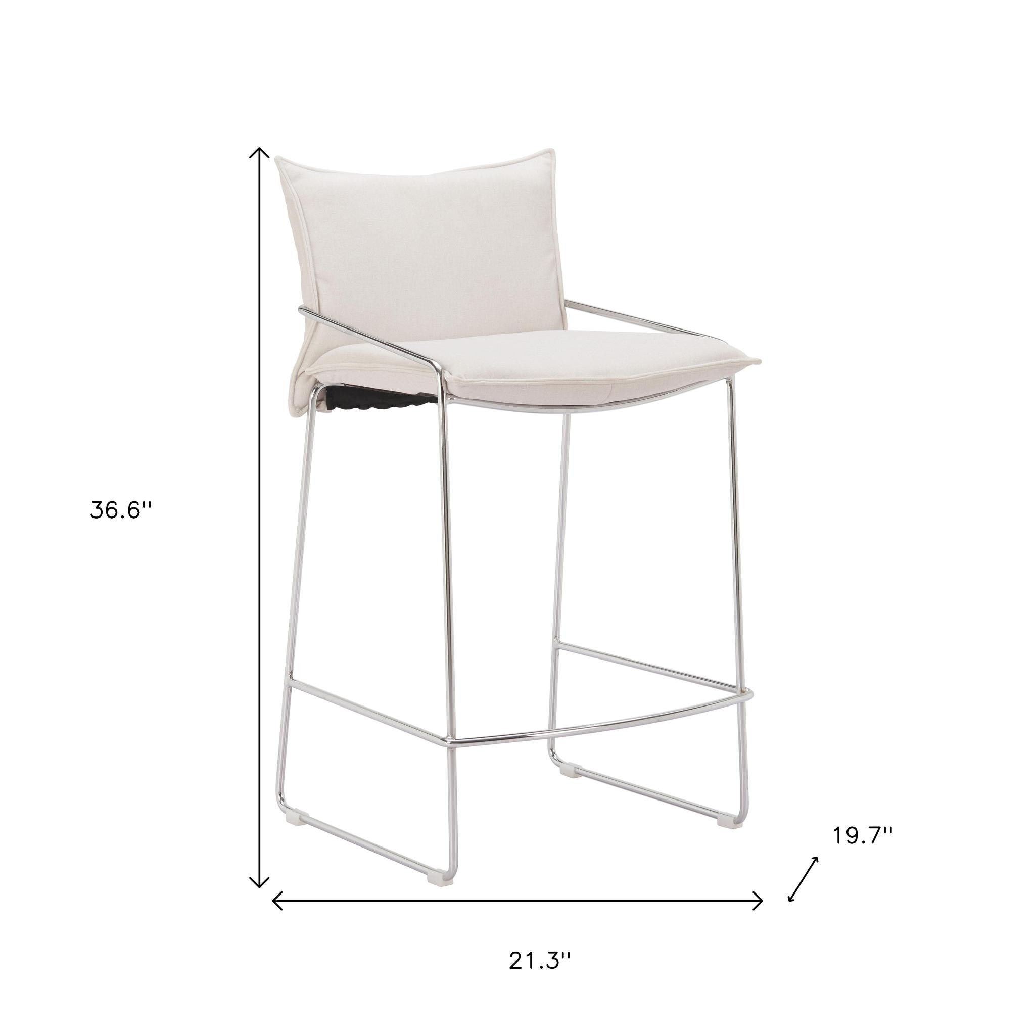 White Wood and Fabric Bar Chair-4