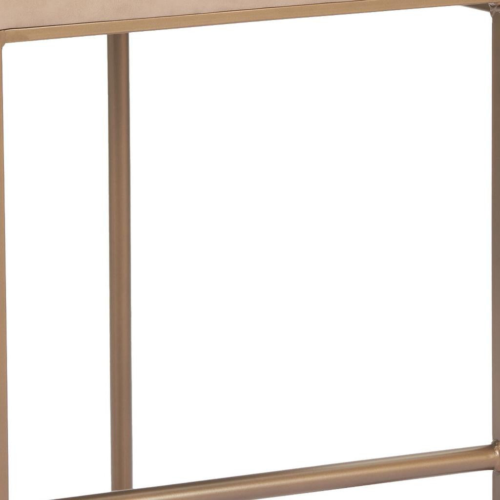 Set of Two Beige Wood and Fabric Low Back Bar Chairs-3