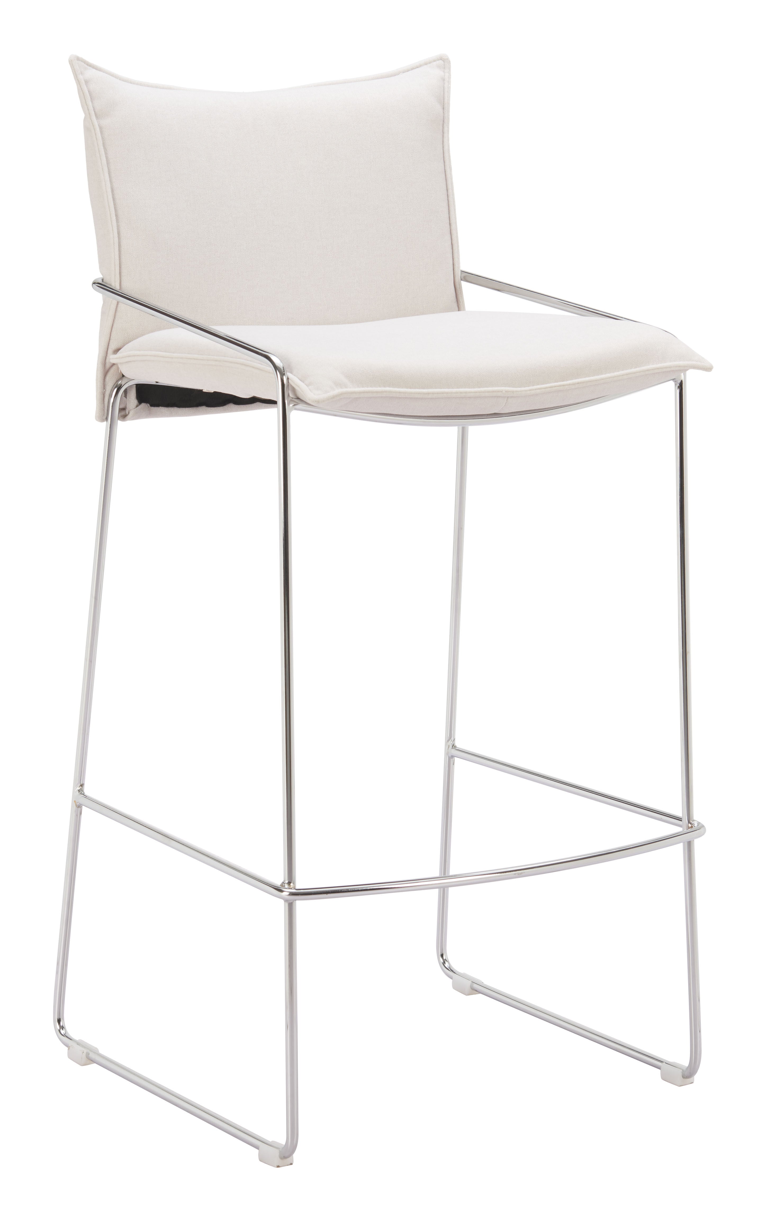 White Wood and Fabric Bar Chair-0