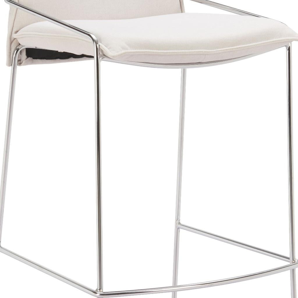 White Wood and Fabric Bar Chair-3