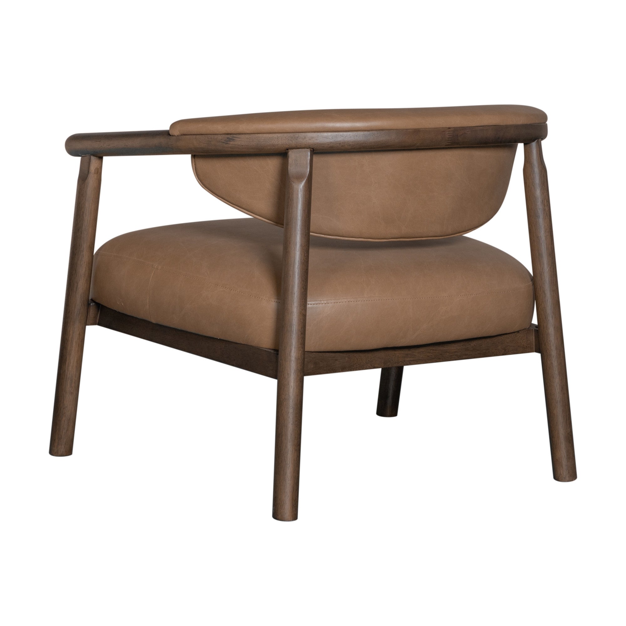 33" Brown and Dark Brown Faux Leather And Wood Arm Chair-3