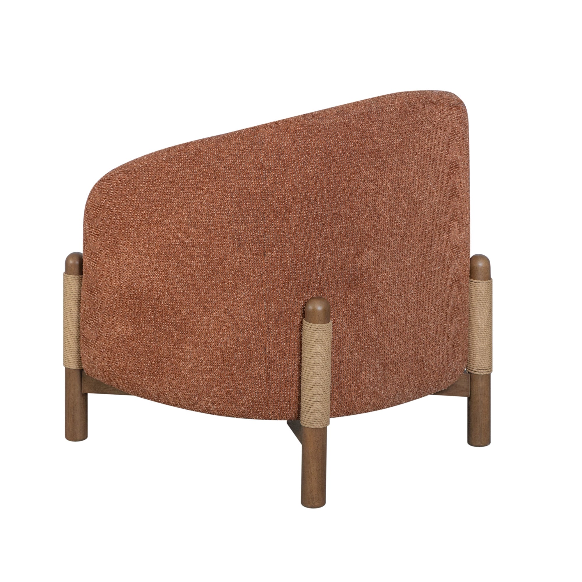 30" Rust and Brown Fabric And Wood Arm Chair-4