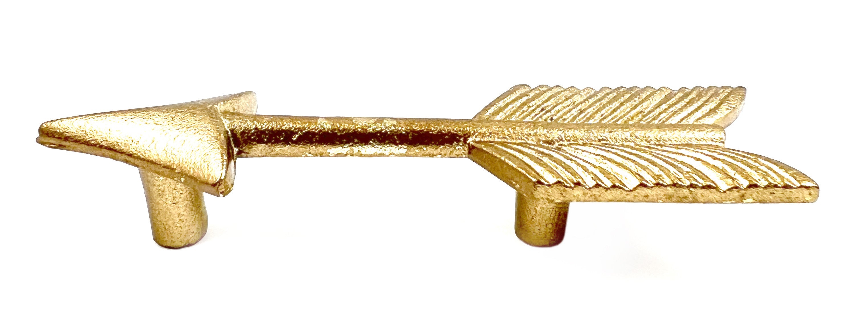 Set of Six Brass Cast Aluminum Arrow Drawer Pull Knobs-3