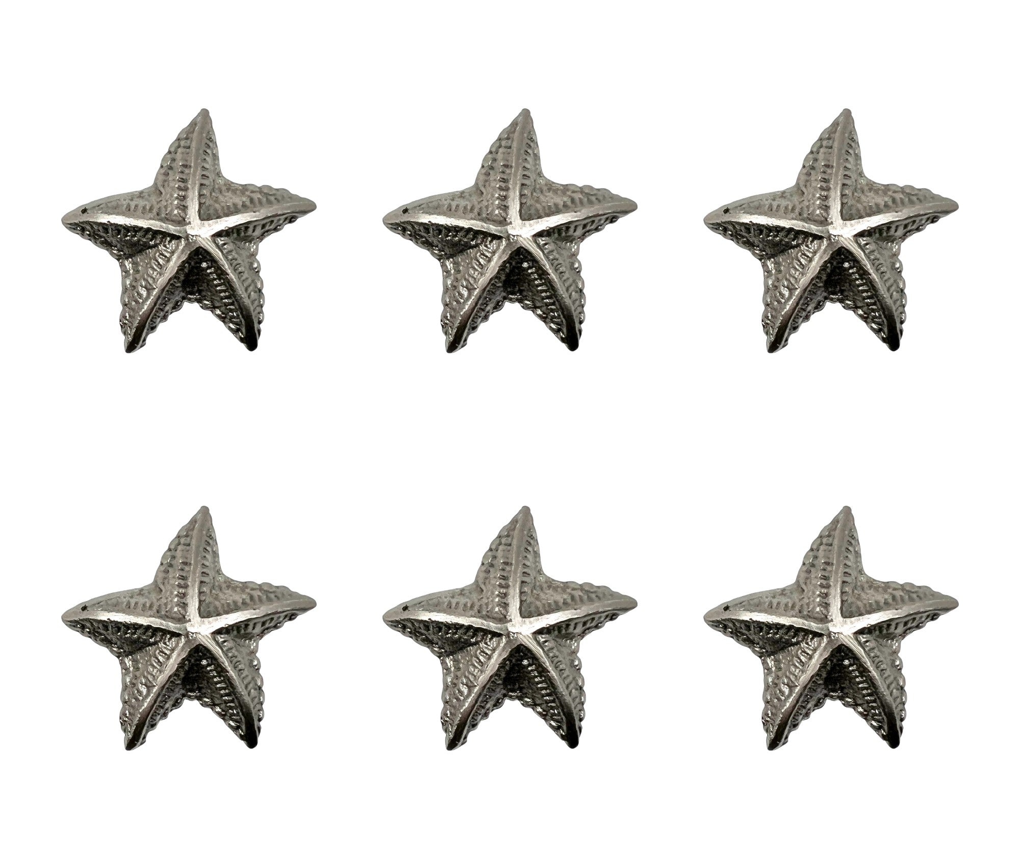 Set of Six Silver Iron Starfish Drawer Pull Knobs-1