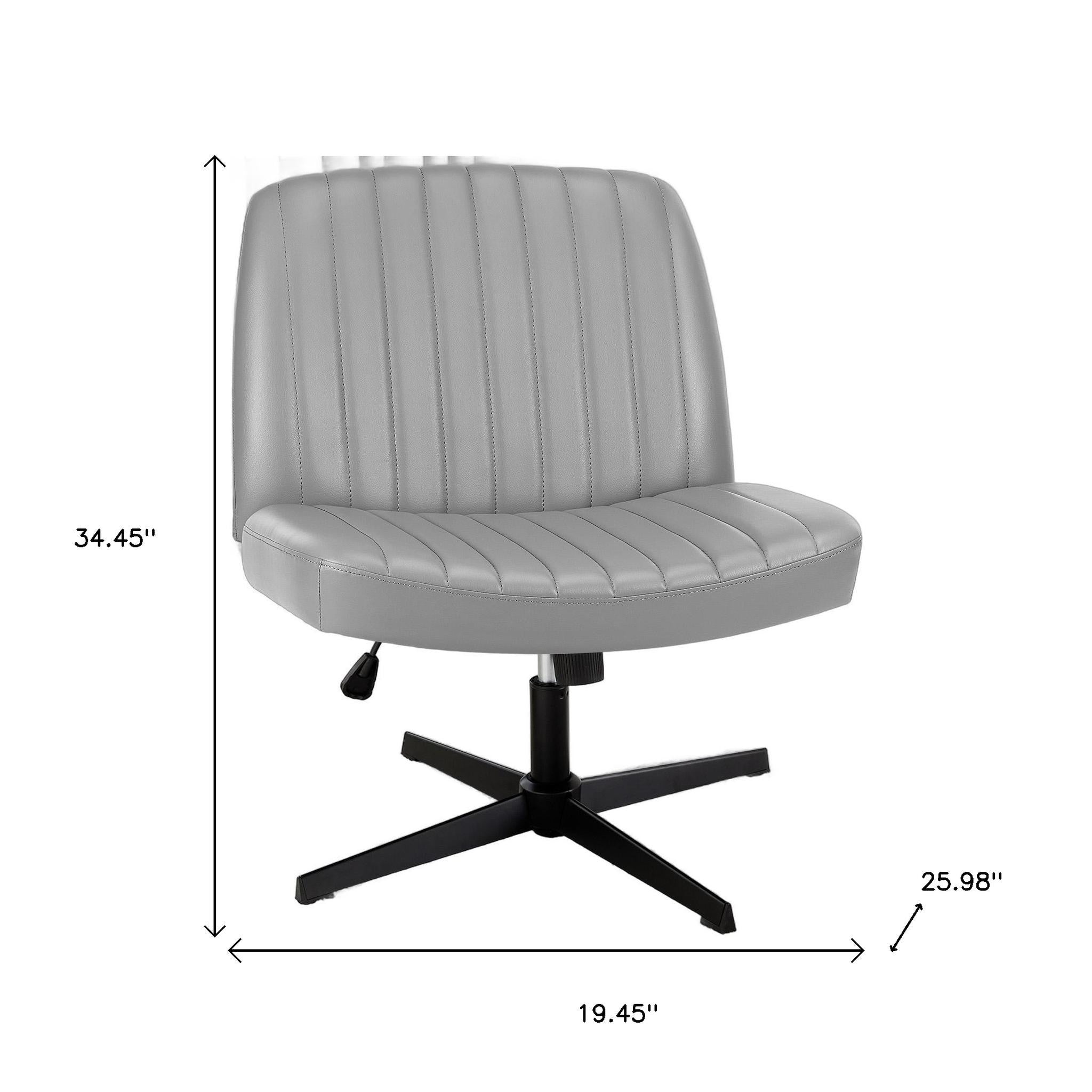 19" Black Tufted Swivel Lounge Chair-5