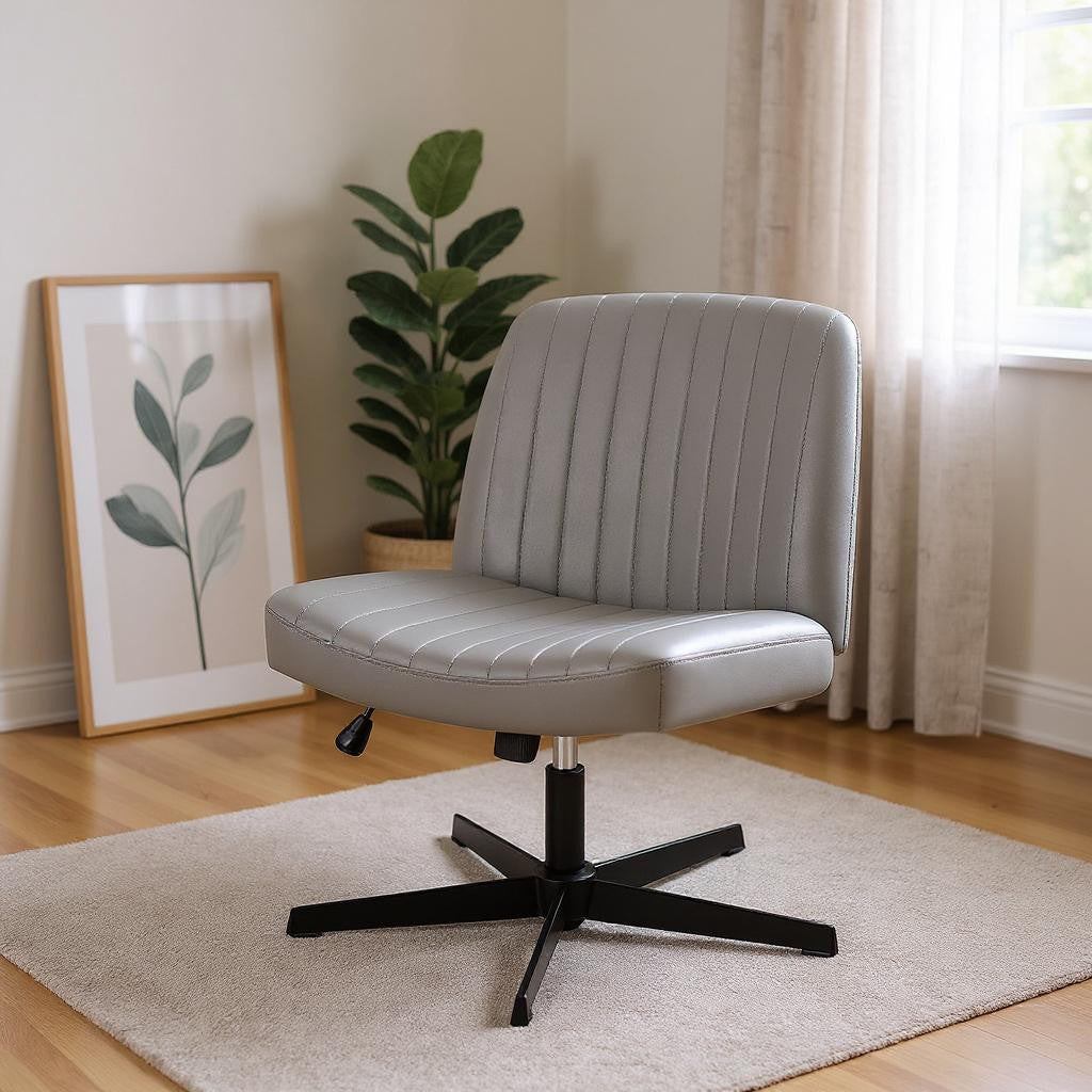 19" Black Tufted Swivel Lounge Chair-1