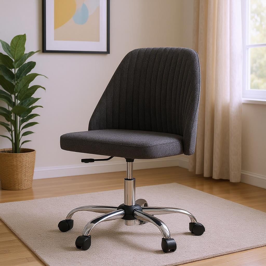 21" Silver Tufted Swivel Lounge Chair-1