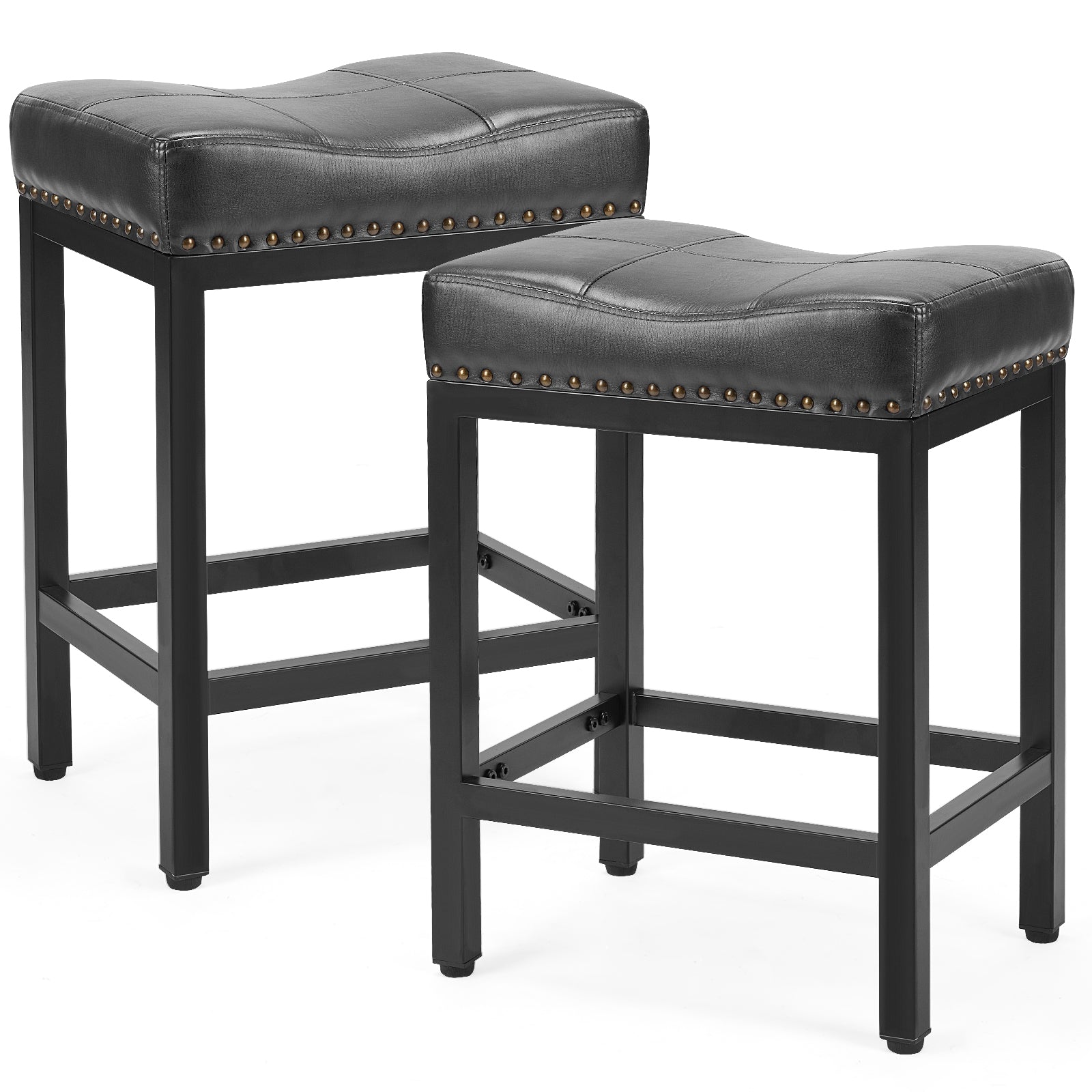 Set of Two 18" Black Tufted Club Chair-1