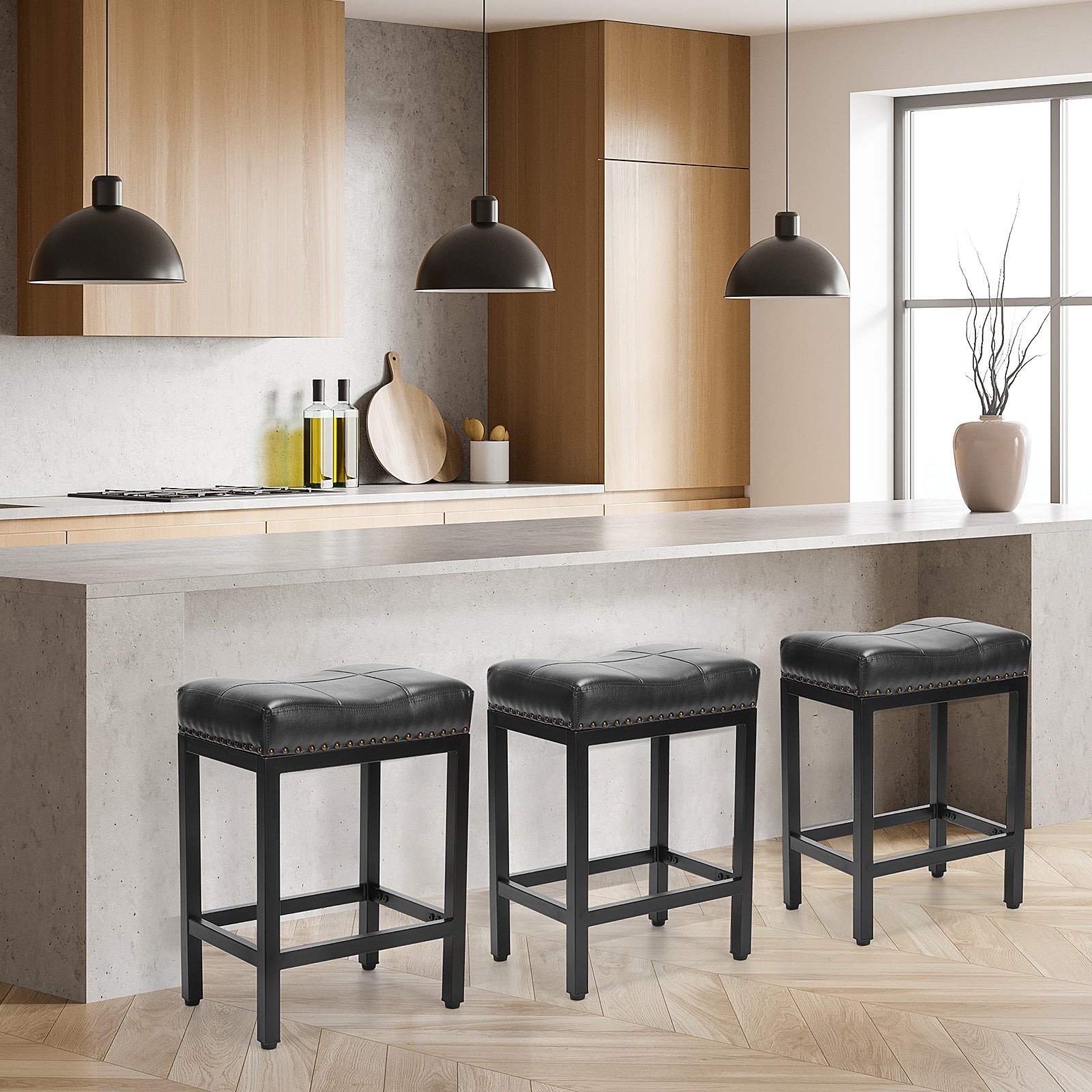 Set of Two 18" Black Tufted Club Chair-5