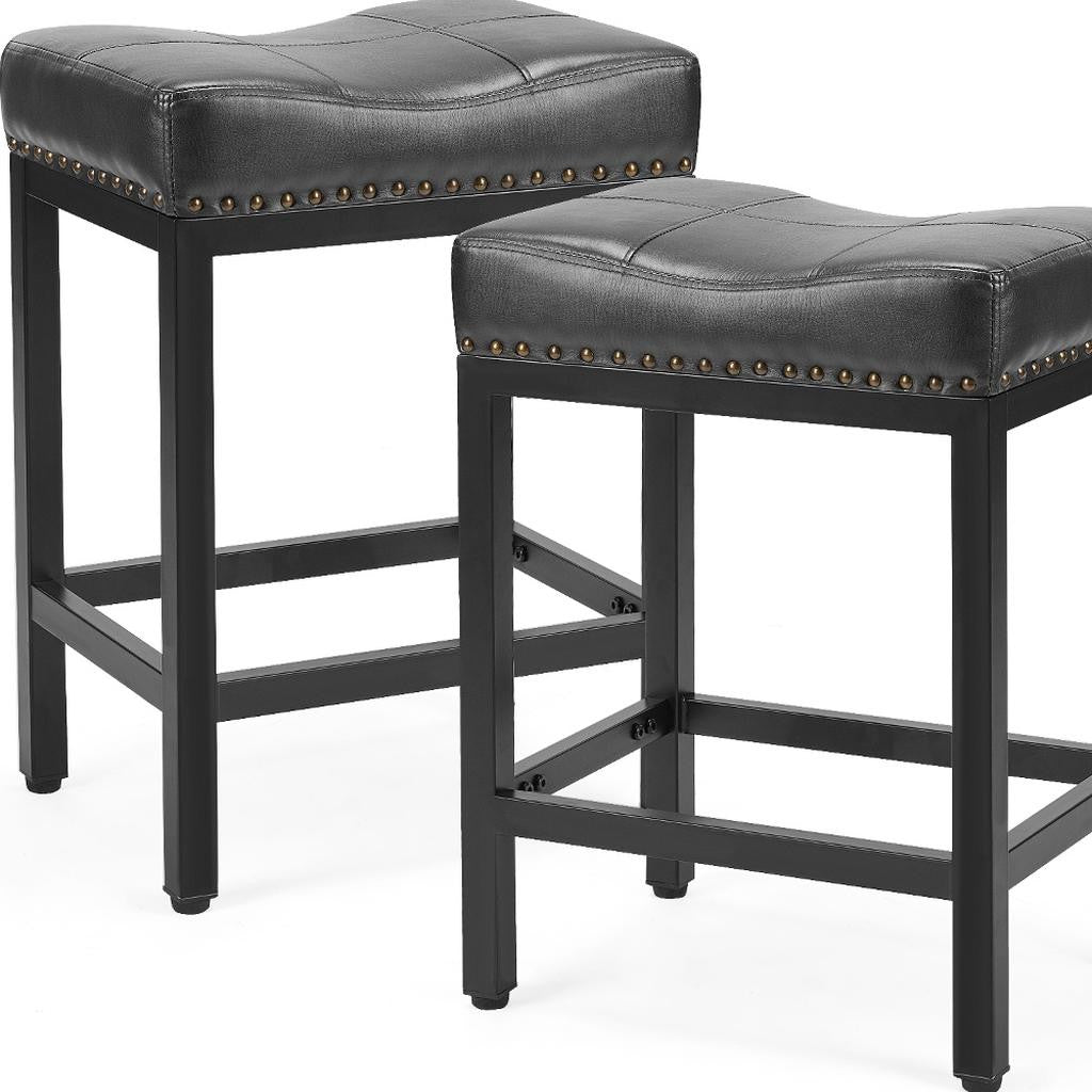 Set of Two 18" Black Tufted Club Chair-2