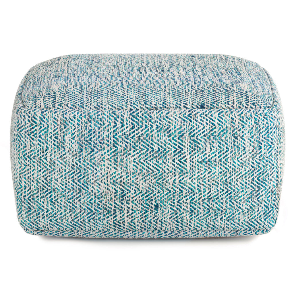 20" Blue Cotton Pouf Ottoman-2