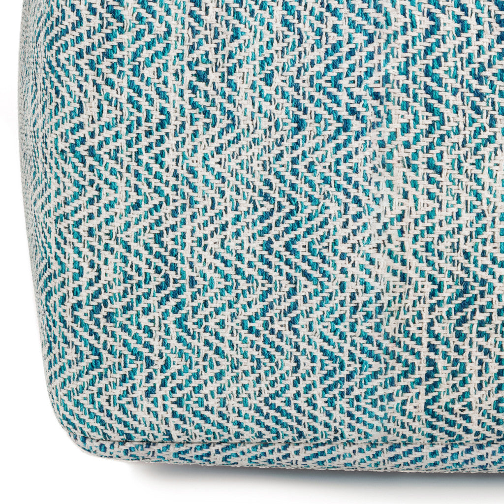 20" Blue Cotton Pouf Ottoman-3