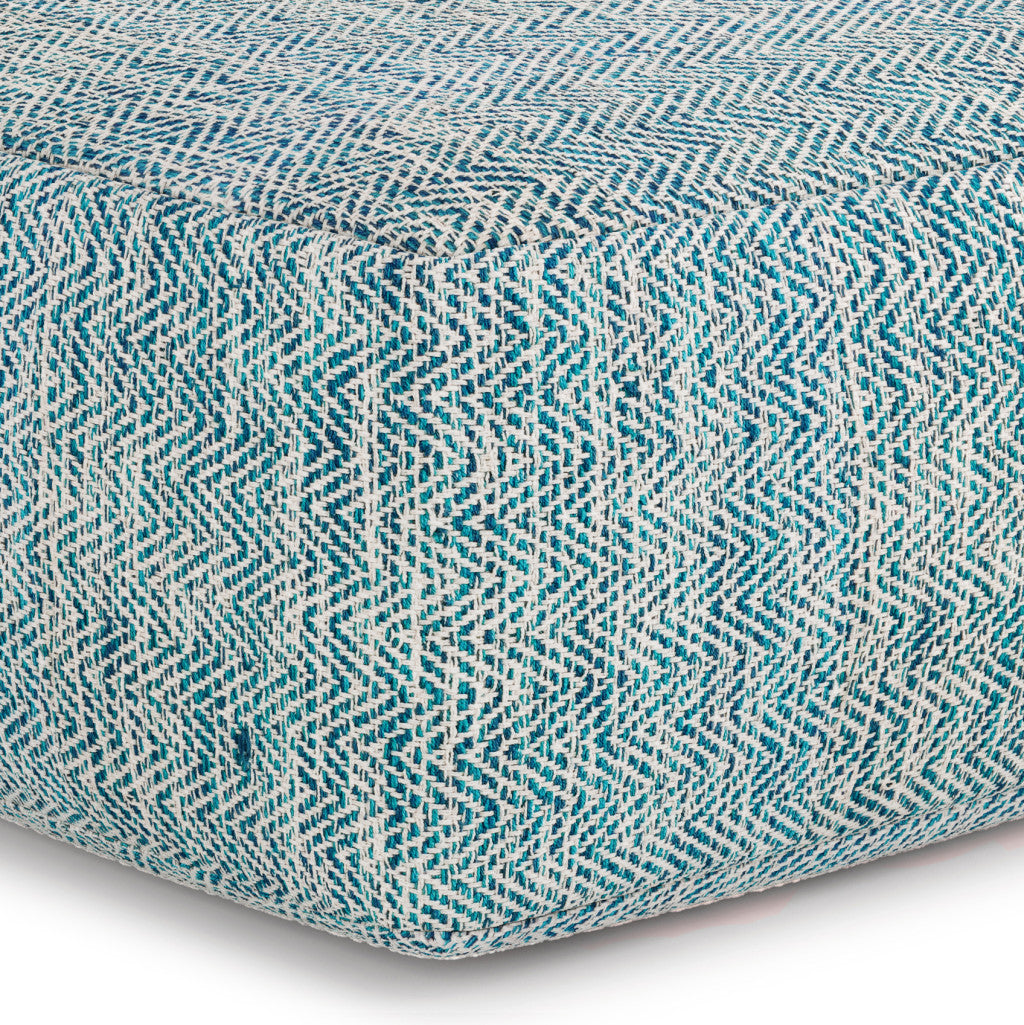 20" Blue Cotton Pouf Ottoman-5