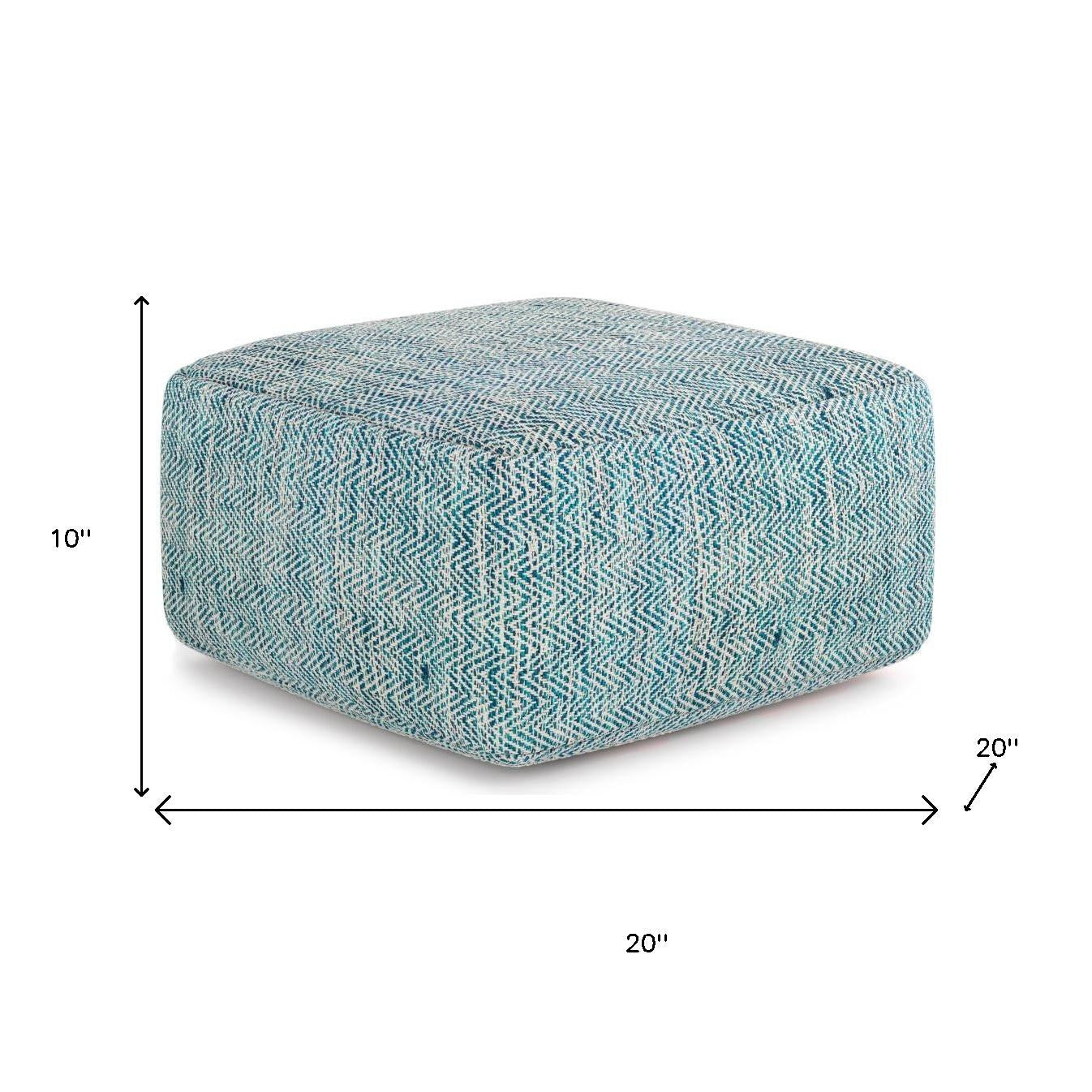 20" Blue Cotton Pouf Ottoman-6