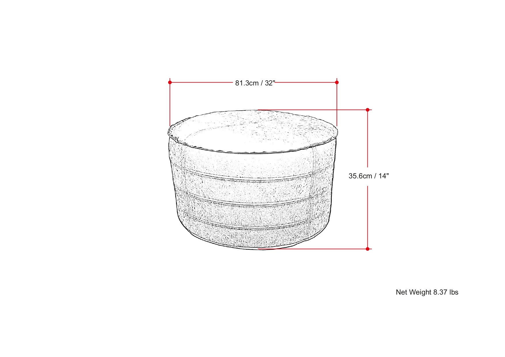 32" Brown Faux Leather Round Pouf Ottoman-7