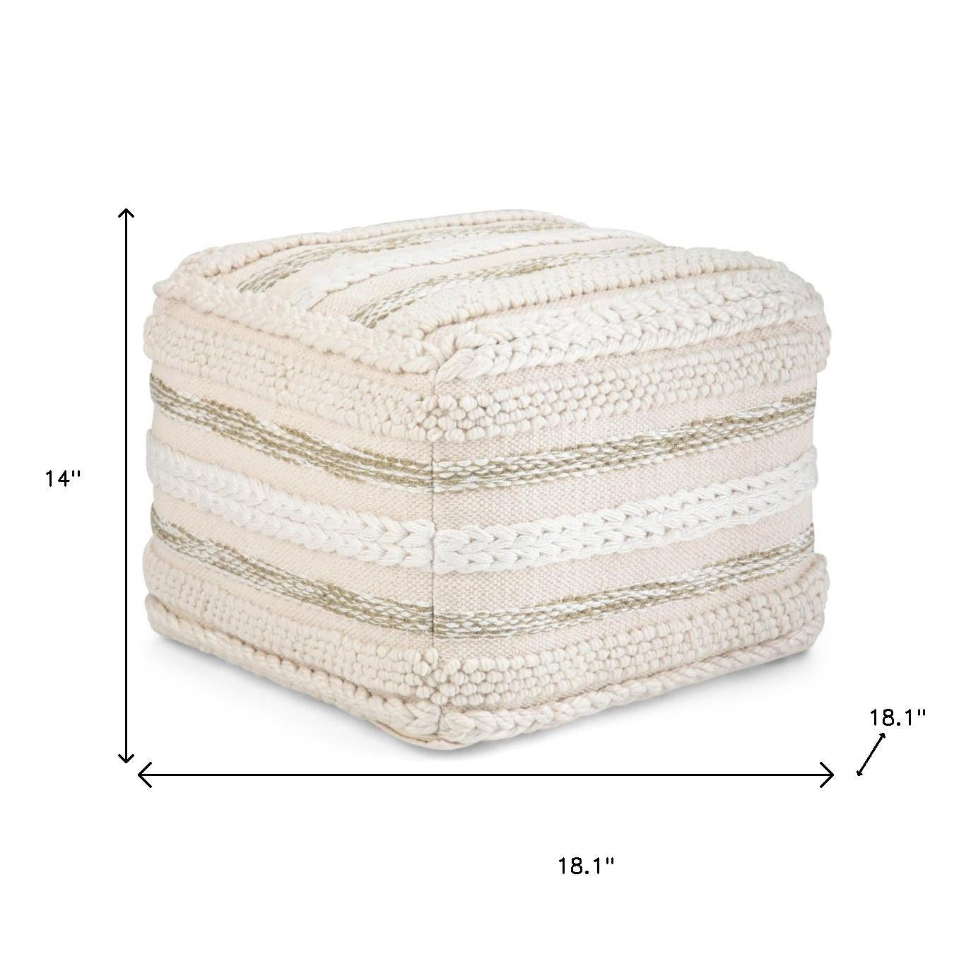 18" Off White Cotton Pouf Ottoman-7
