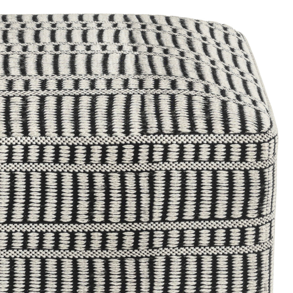 20" Black Fabric Pouf Ottoman-4