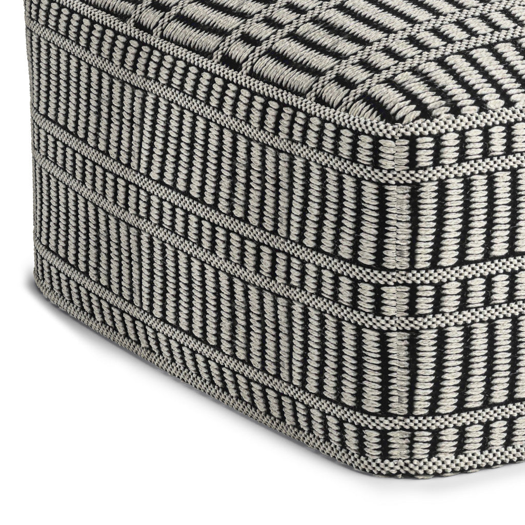 20" Black Fabric Pouf Ottoman-5