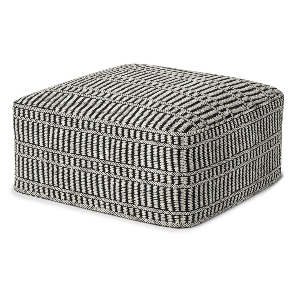 20" Black Fabric Pouf Ottoman-3