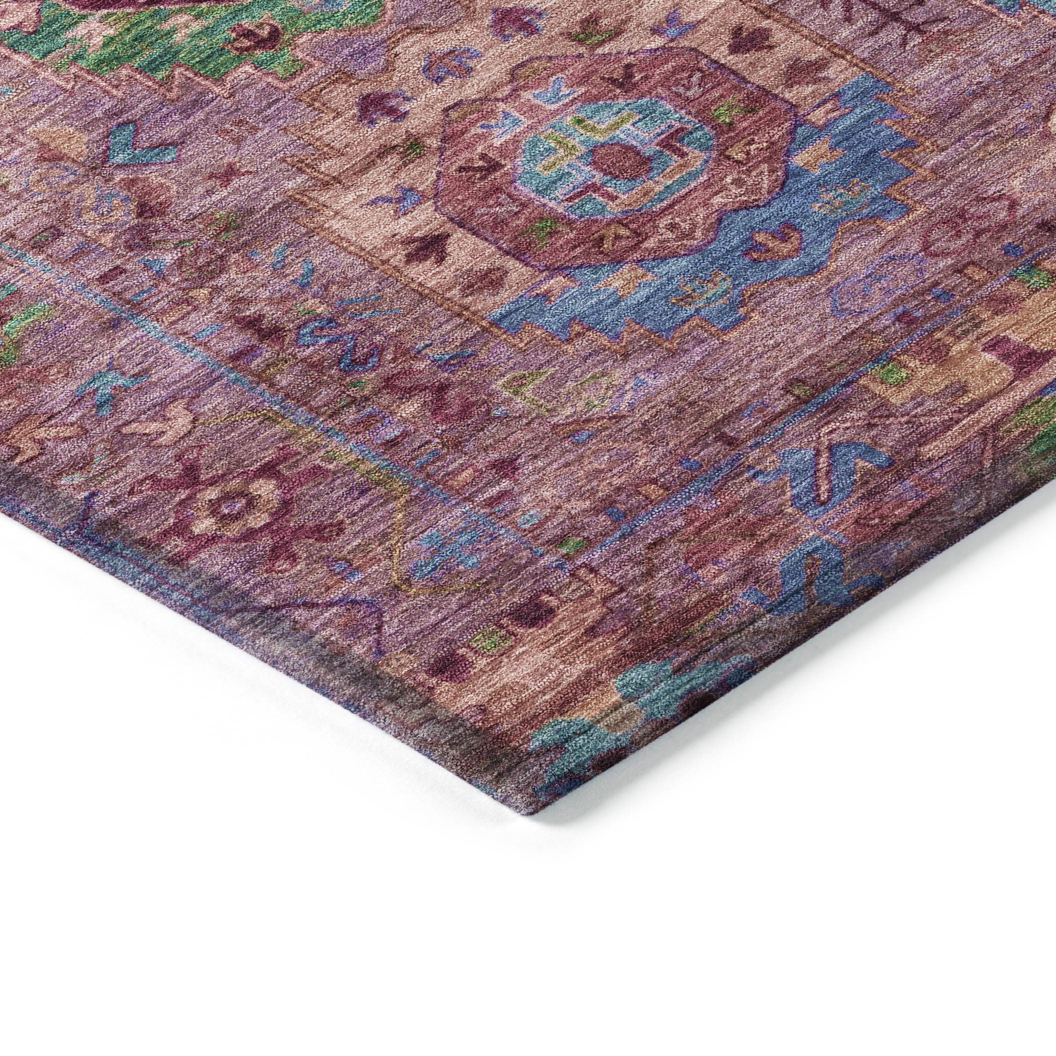 3' X 5' Pink Green And Mauve Medallion Washable Indoor Outdoor Area Rug-3