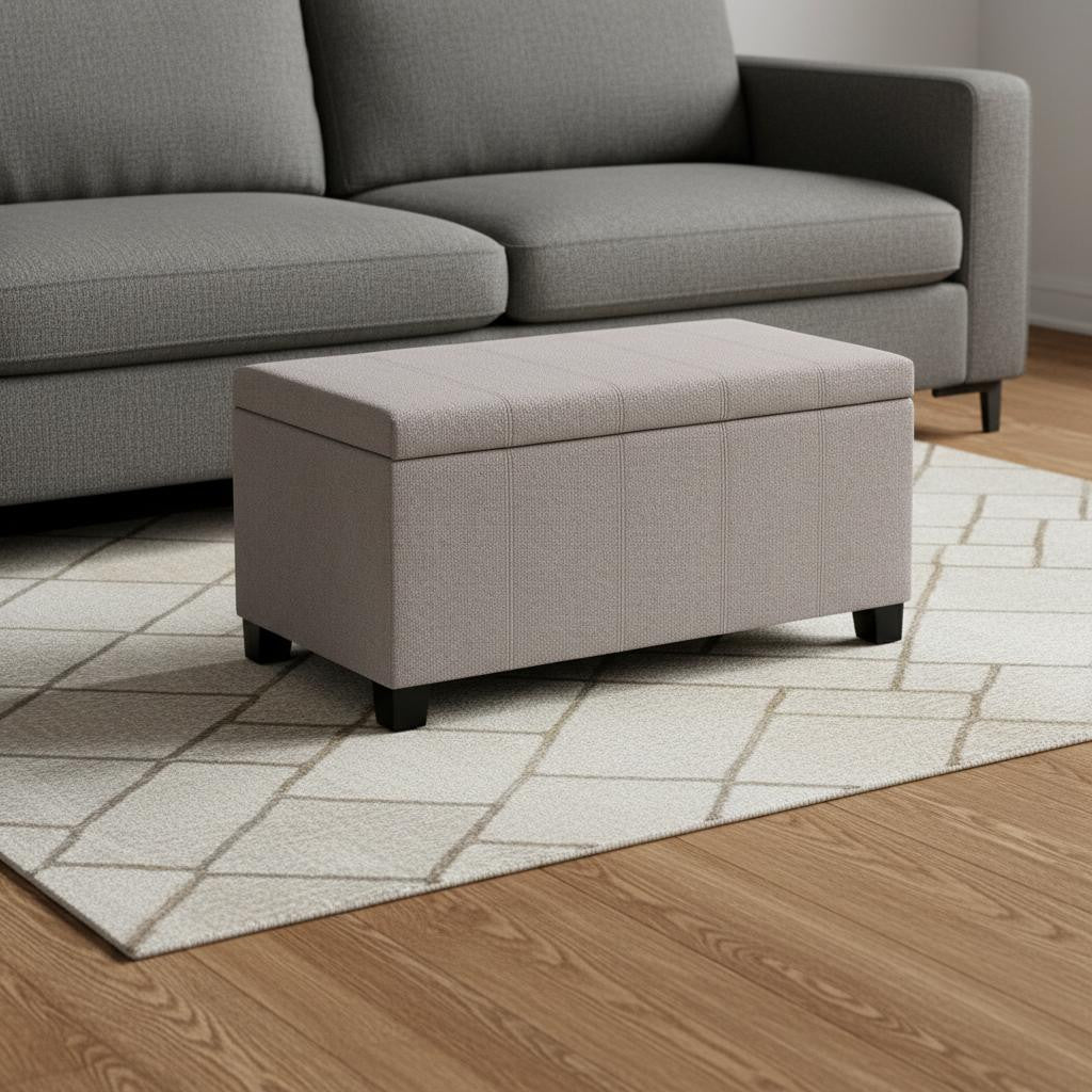 36" Dark Brown and Cloud Upholstery Storage Ottoman-1