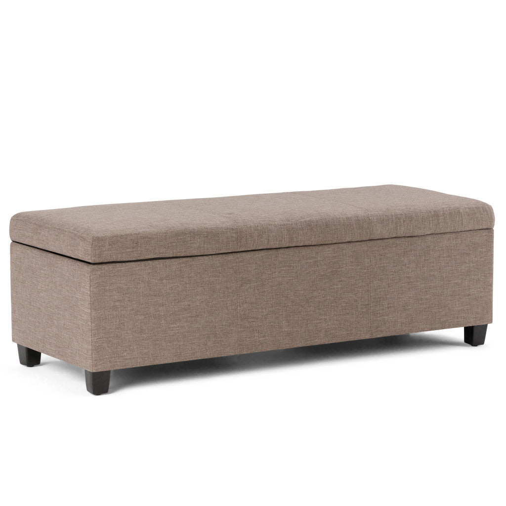 48" Dark Brown and Fawn Upholstery Storage Ottoman-0