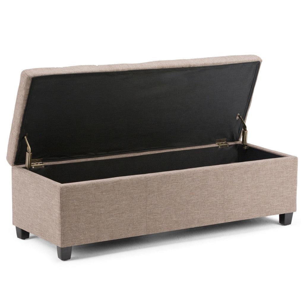 48" Dark Brown and Fawn Upholstery Storage Ottoman-2