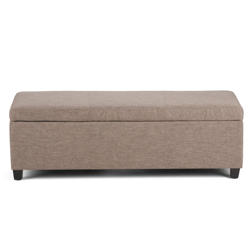 48" Dark Brown and Fawn Upholstery Storage Ottoman-3