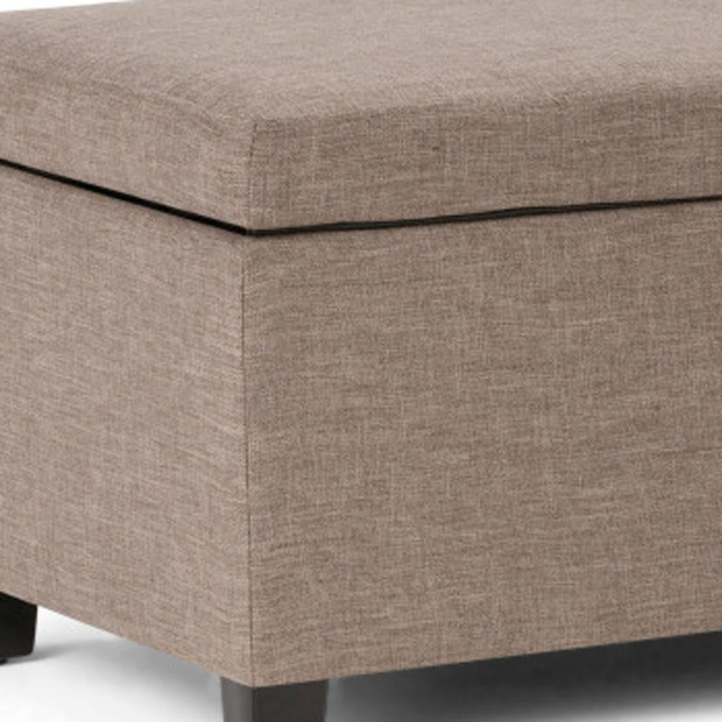 48" Dark Brown and Fawn Upholstery Storage Ottoman-6