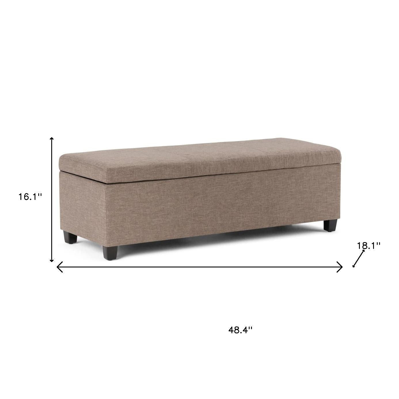 48" Dark Brown and Fawn Upholstery Storage Ottoman-8