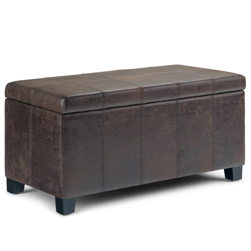 36" Dark Brown and Brown Upholstery Storage Ottoman-0