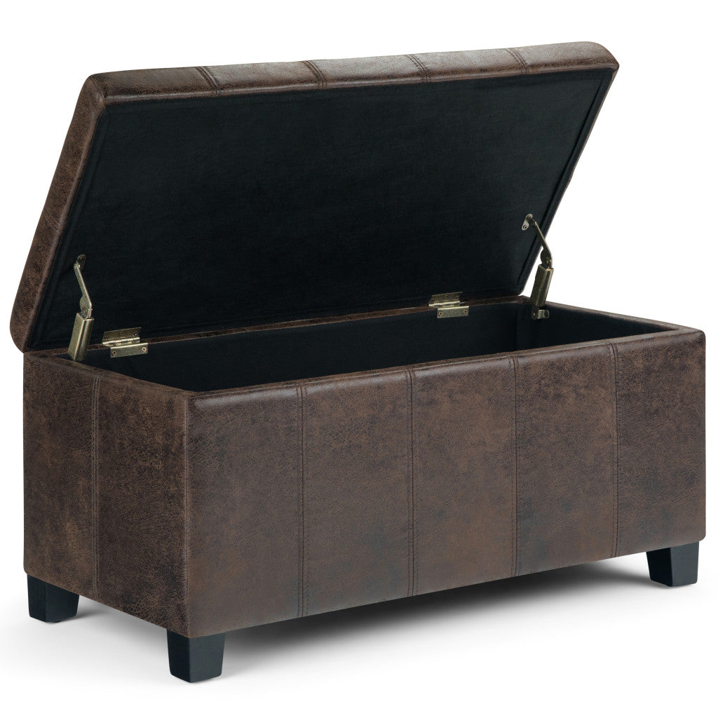 36" Dark Brown and Brown Upholstery Storage Ottoman-2