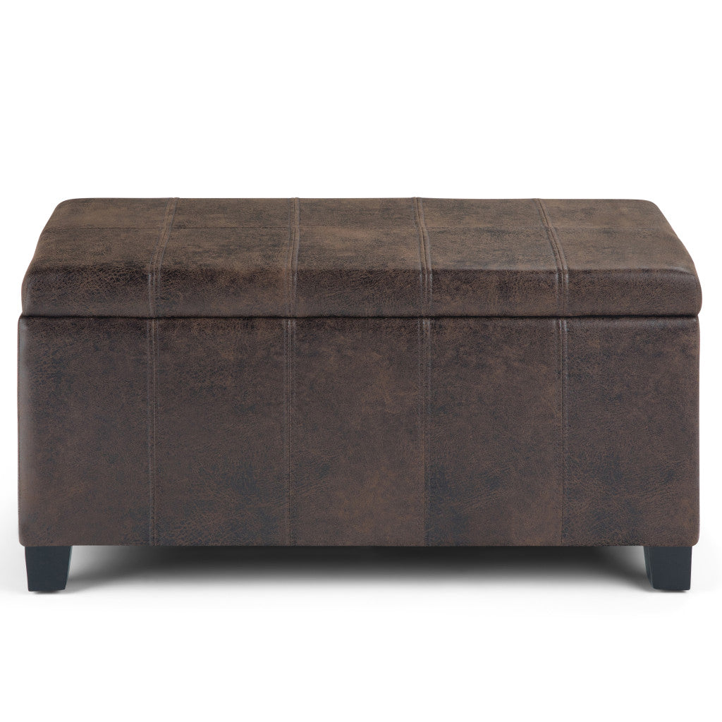 36" Dark Brown and Brown Upholstery Storage Ottoman-3
