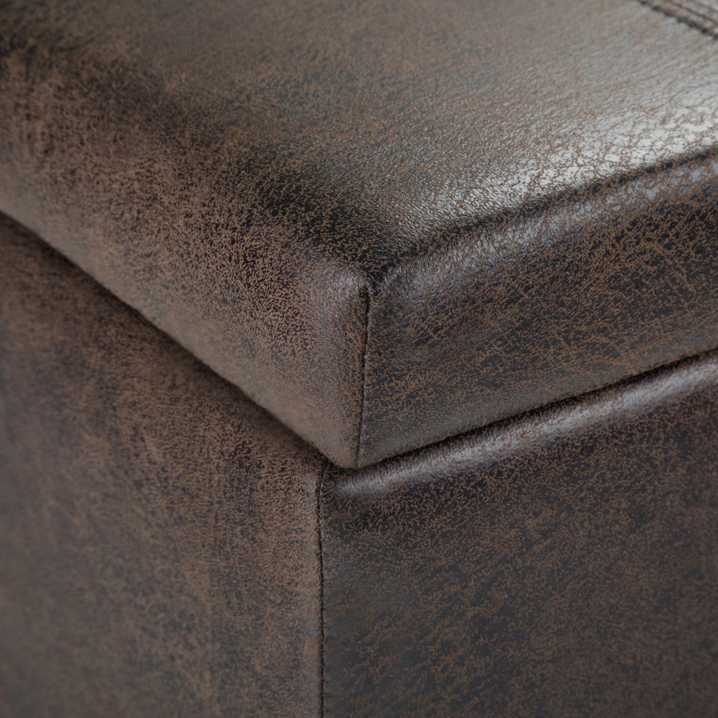36" Dark Brown and Brown Upholstery Storage Ottoman-4