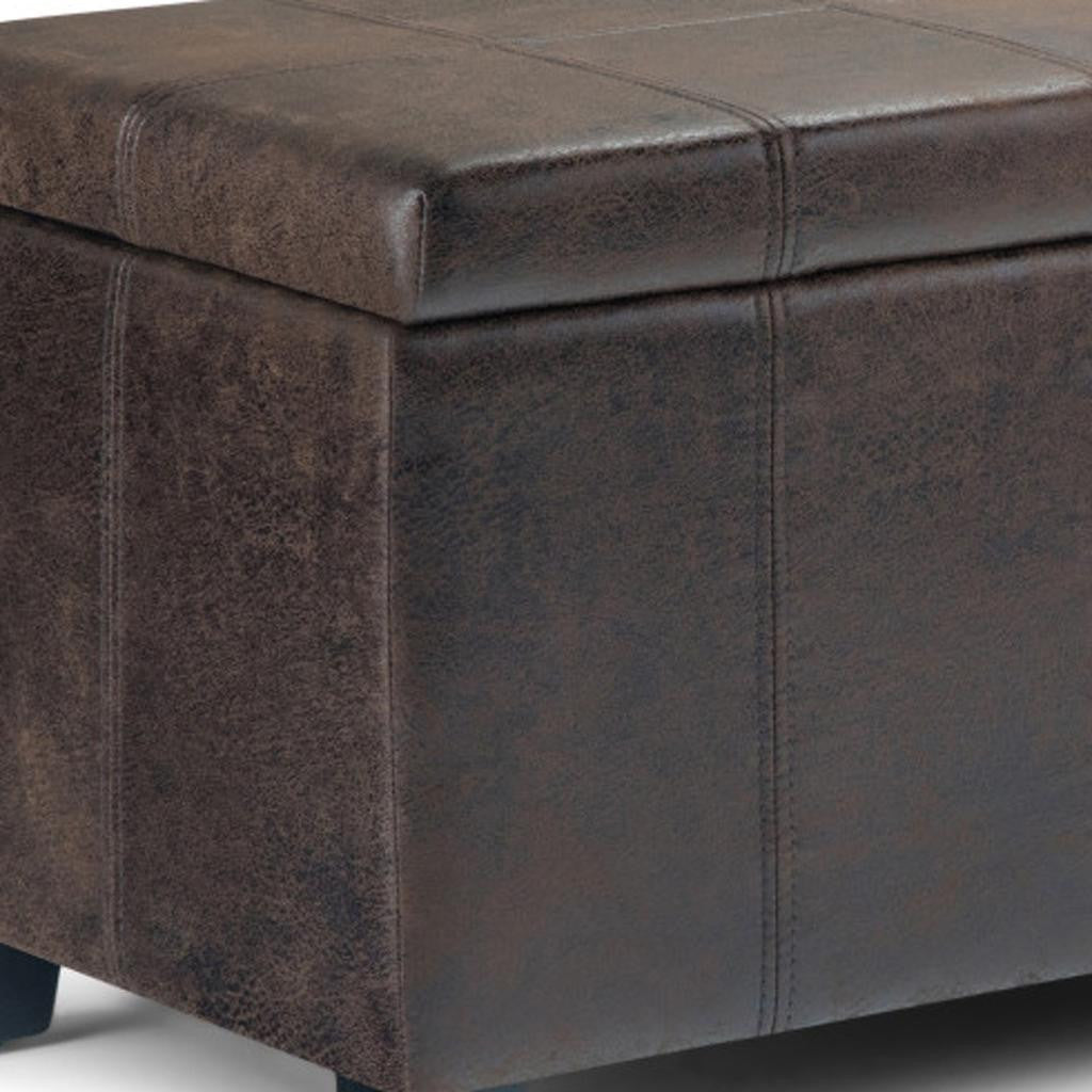 36" Dark Brown and Brown Upholstery Storage Ottoman-5