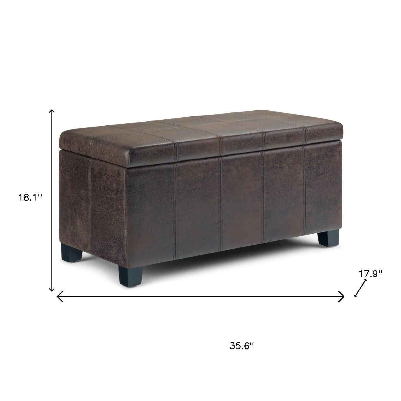 36" Dark Brown and Brown Upholstery Storage Ottoman-8