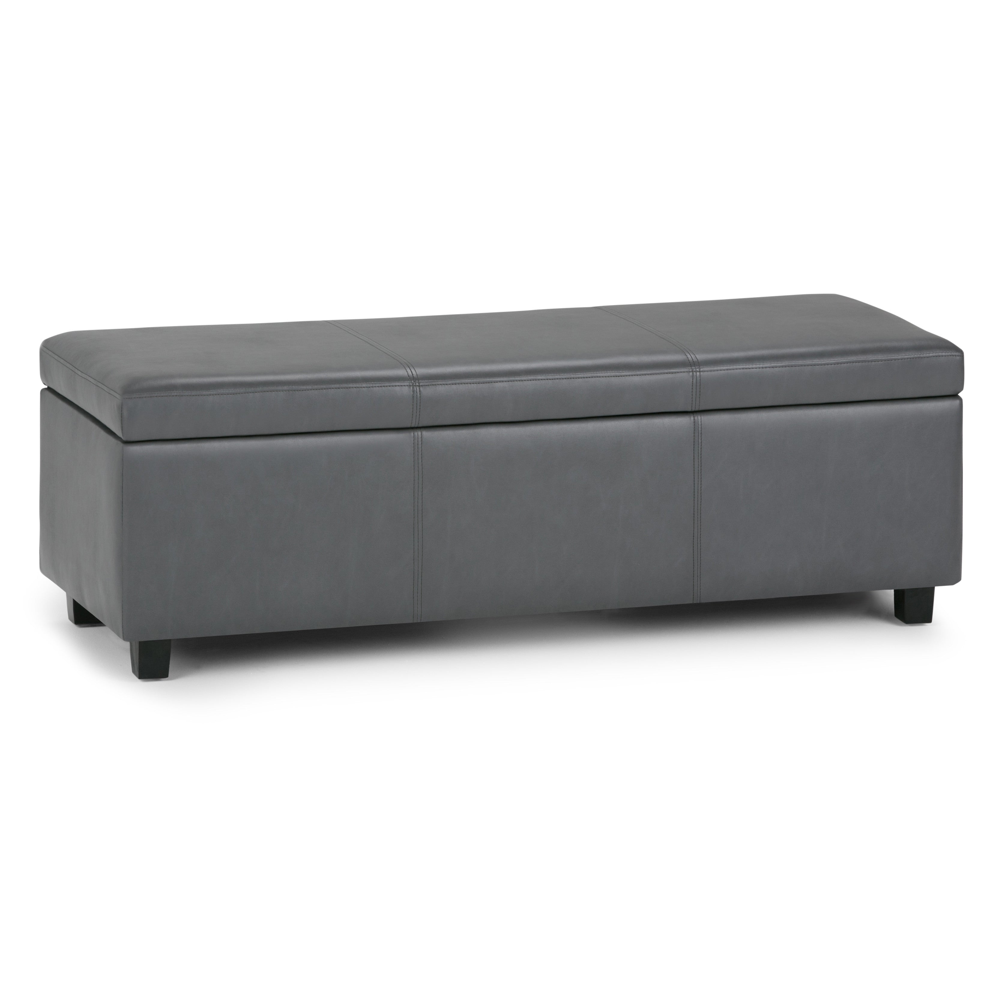 48" Dark Brown and Gray Upholstery Storage Ottoman-0