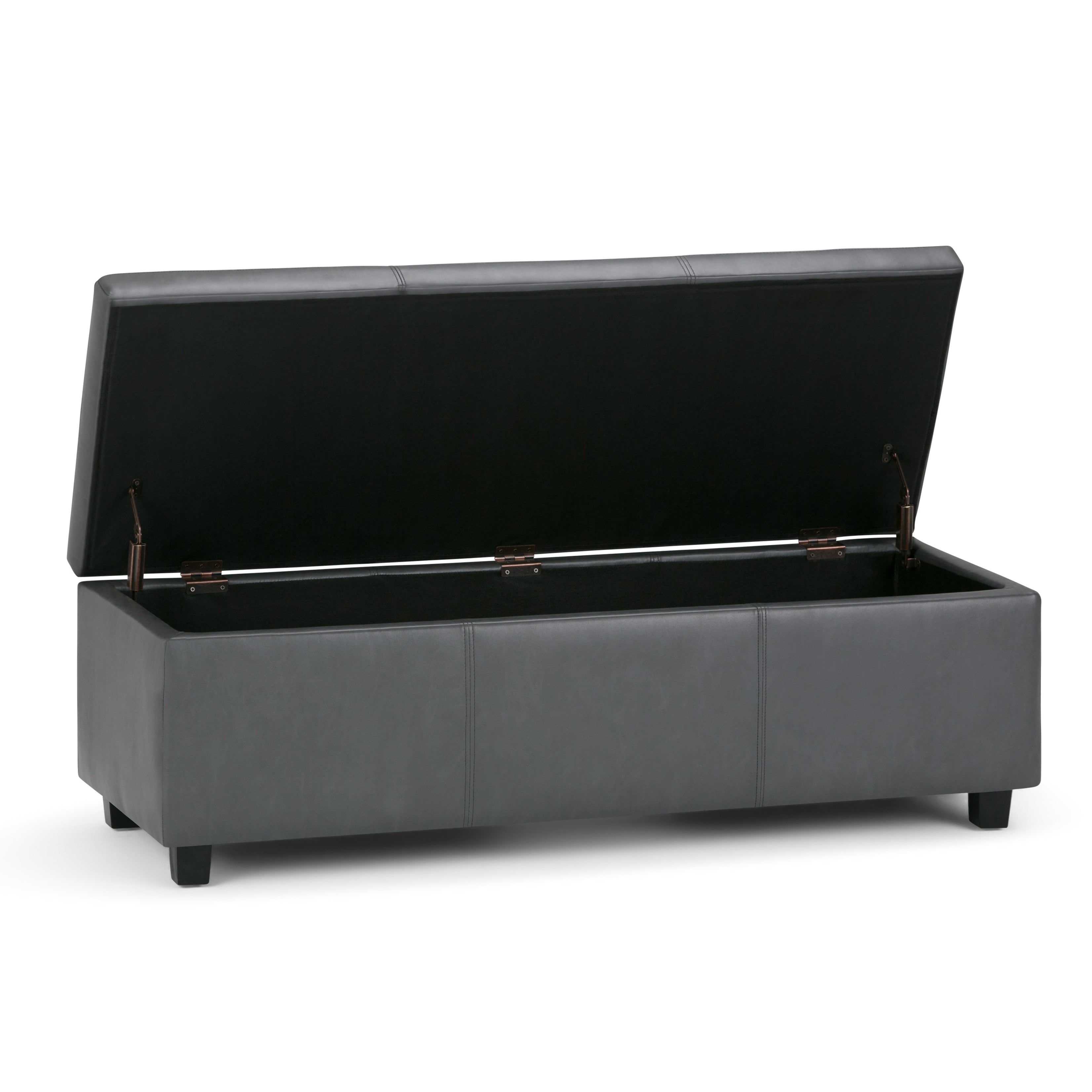 48" Dark Brown and Gray Upholstery Storage Ottoman-2