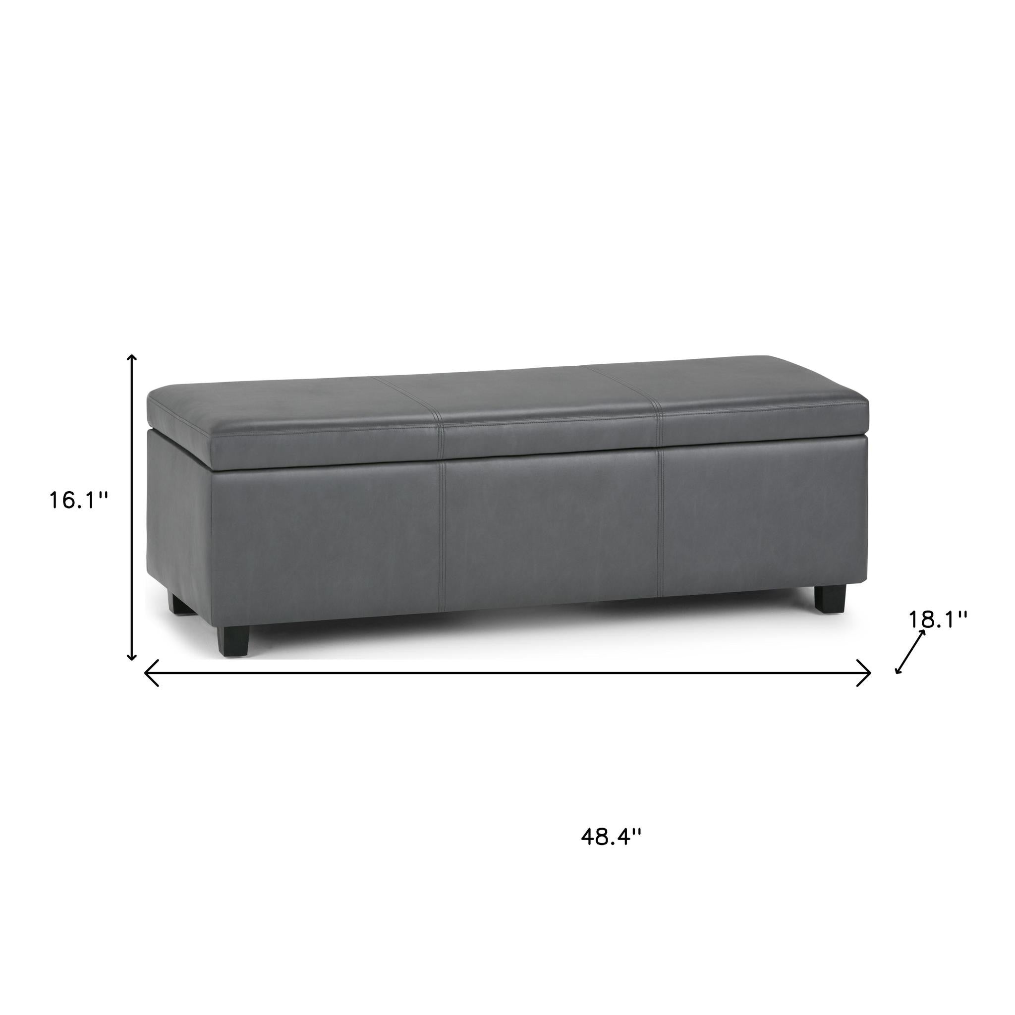 48" Dark Brown and Gray Upholstery Storage Ottoman-7