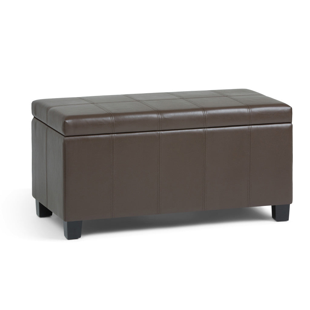 36" Dark Brown and Chocolate Upholstery Storage Ottoman-0