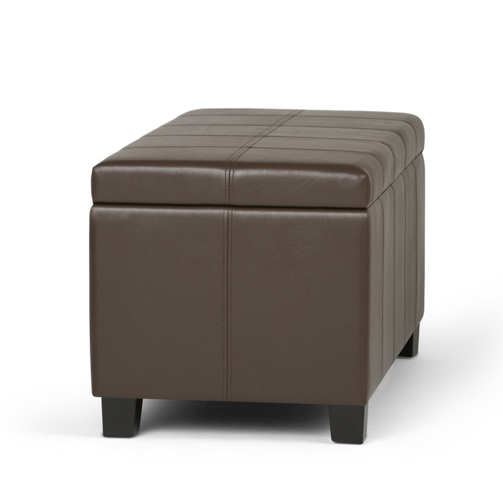36" Dark Brown and Chocolate Upholstery Storage Ottoman-2