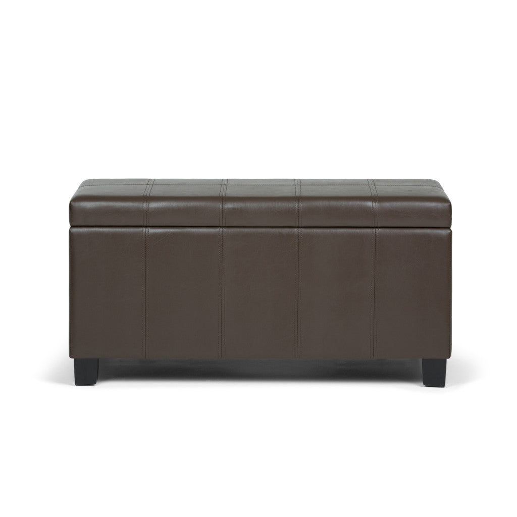 36" Dark Brown and Chocolate Upholstery Storage Ottoman-3