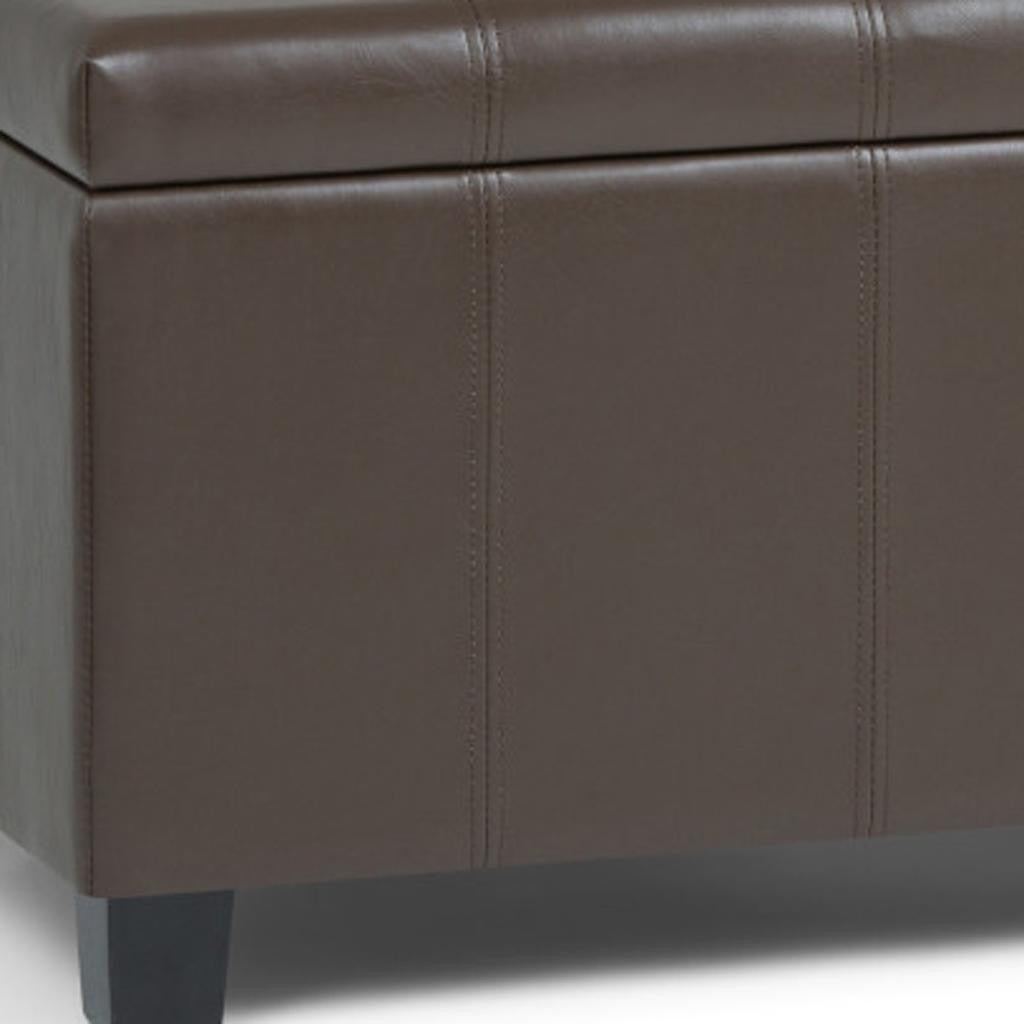 36" Dark Brown and Chocolate Upholstery Storage Ottoman-5