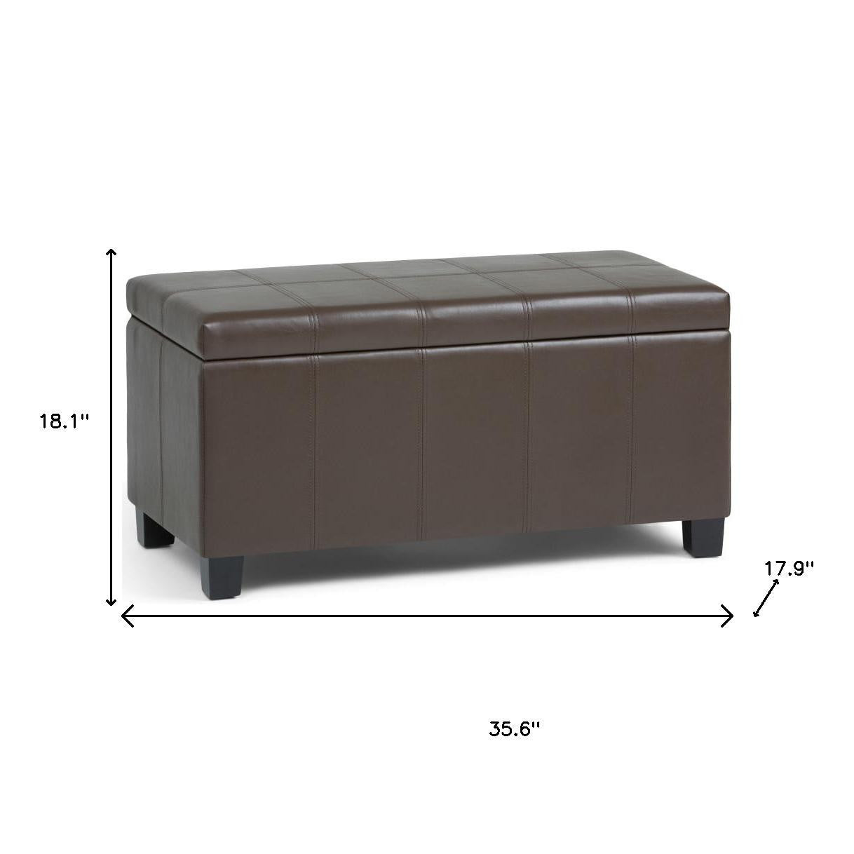 36" Dark Brown and Chocolate Upholstery Storage Ottoman-7