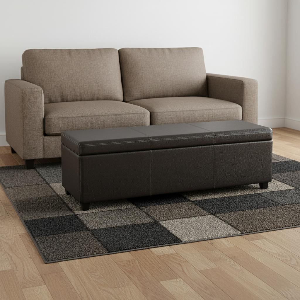 54" Dark Brown and Brown Upholstery Storage Ottoman-1